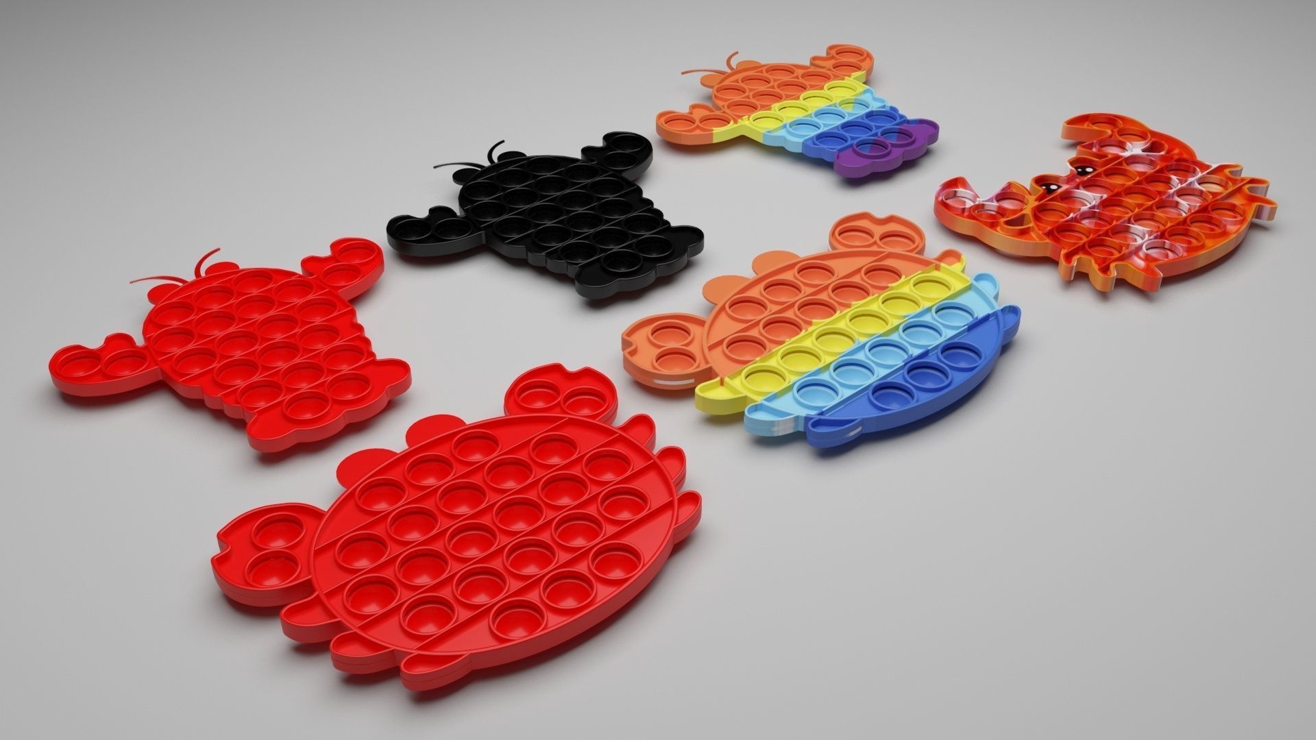 Lobster And Crab Pop It Fidget Toys Set 3D model_30