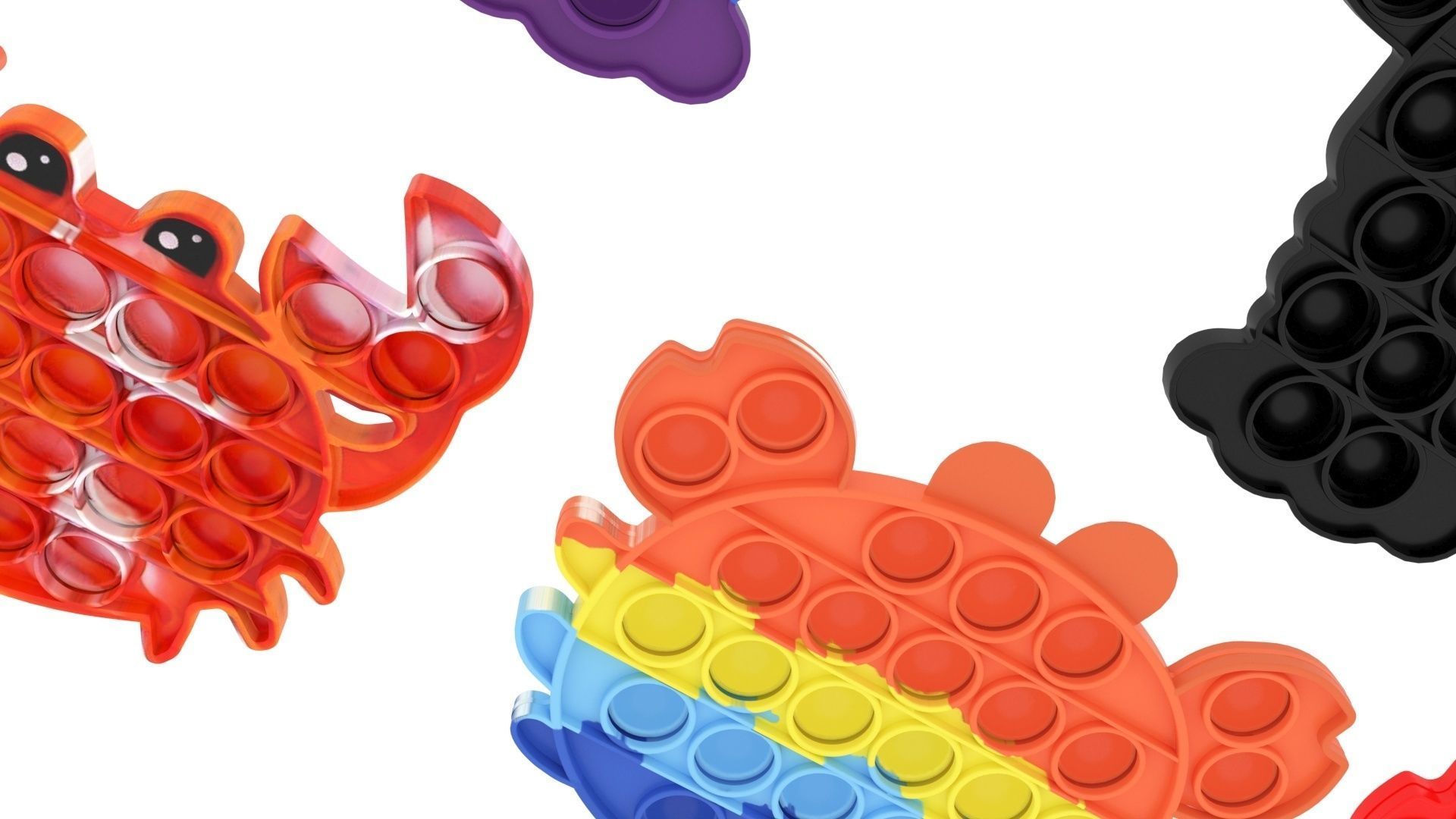 Lobster And Crab Pop It Fidget Toys Set 3D model_10