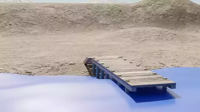 Outdoor Sandy Beach Shore with Wooden Pier