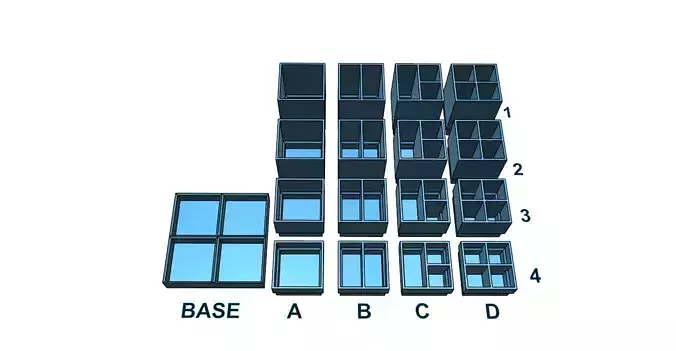 Pencil holder stand organizer rebuildable QUATTRO easy print
