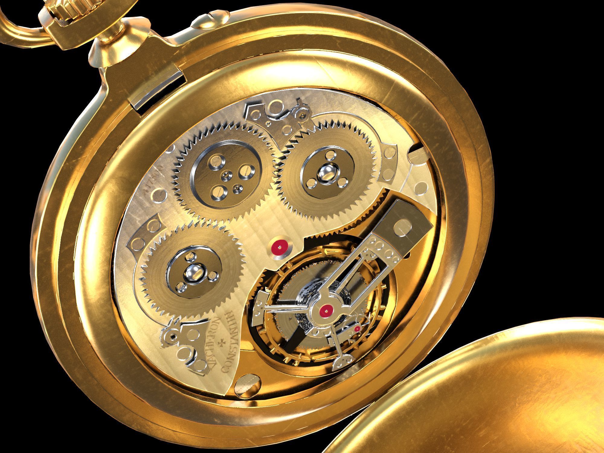 Watch 17 gold Low-poly 3D model_11