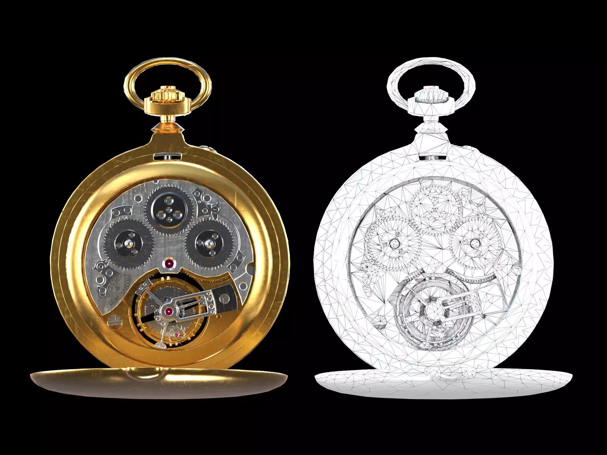 Watch 17 gold Low-poly 3D model_0