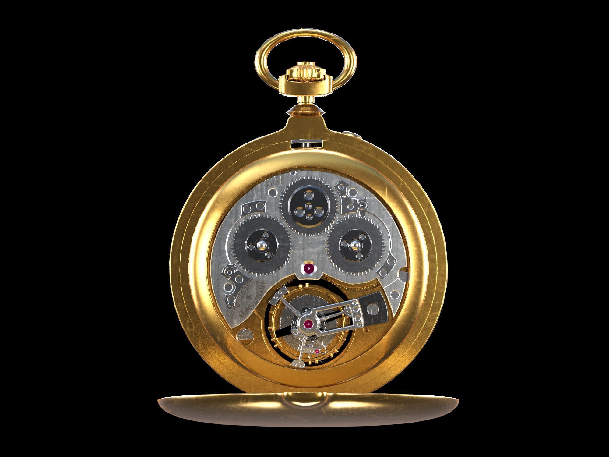 Watch 17 gold Low-poly 3D model_1