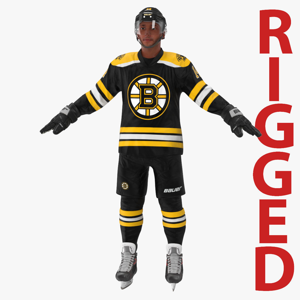 Hockey Player Boston Bruins Rigged 3D model