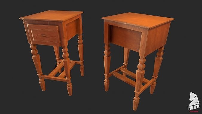Sidetable two wooden side tables Low-poly 3D model