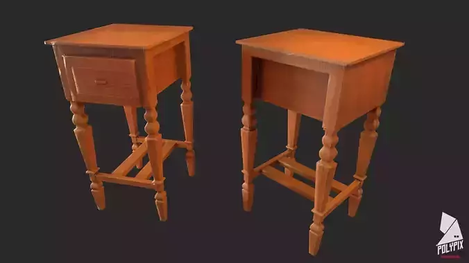 Sidetable two wooden side tables Low-poly 3D model