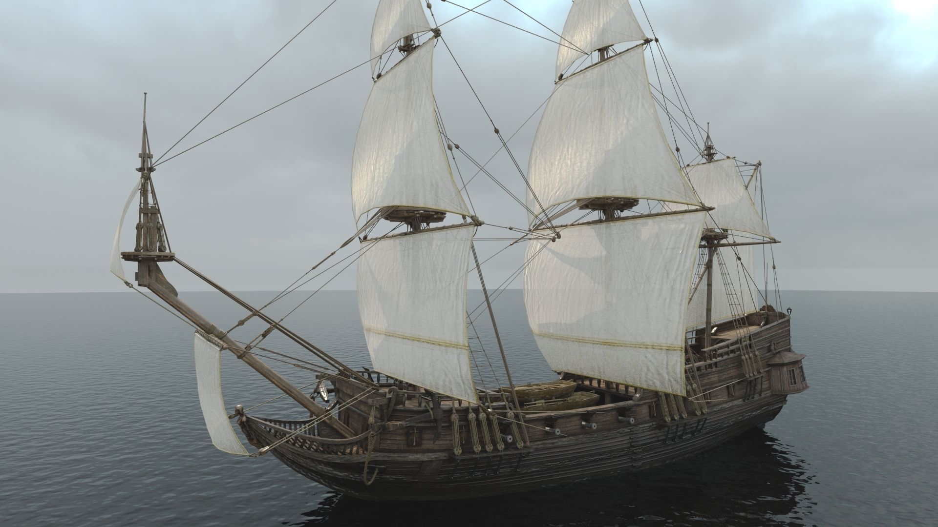 Frigate Peter and Pavel Low-poly 3D model_4