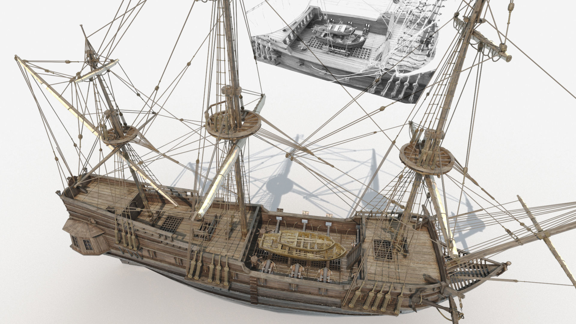 Frigate Peter and Pavel Low-poly 3D model_9