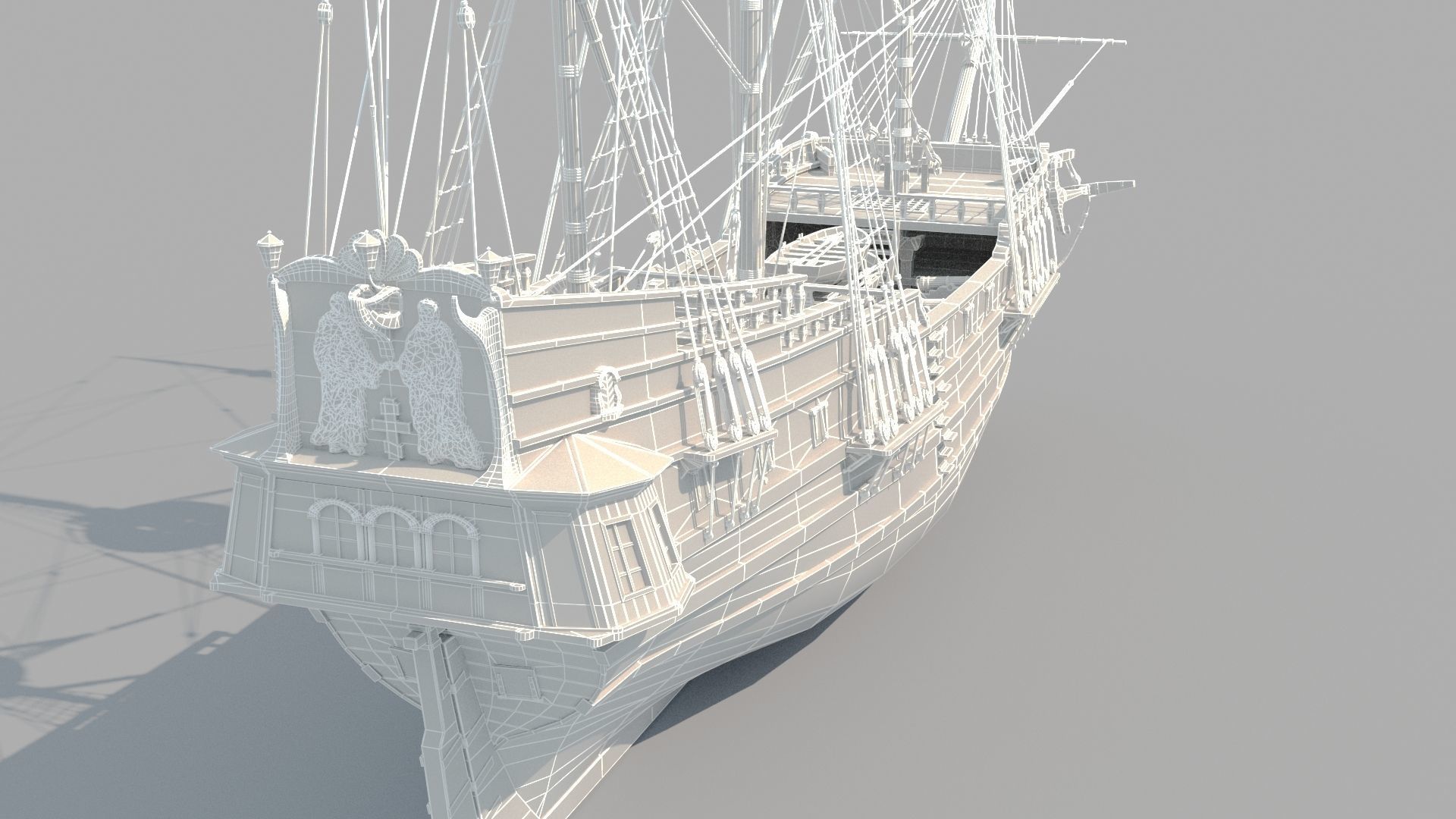Frigate Peter and Pavel Low-poly 3D model_2