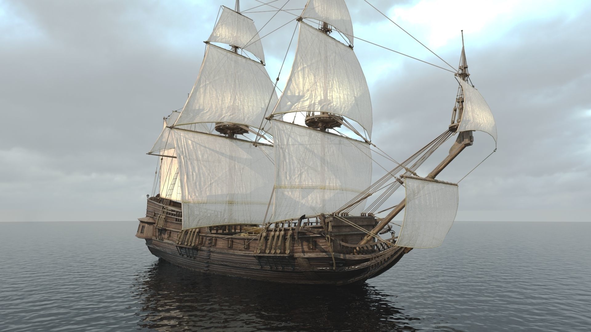 Frigate Peter and Pavel Low-poly 3D model_3