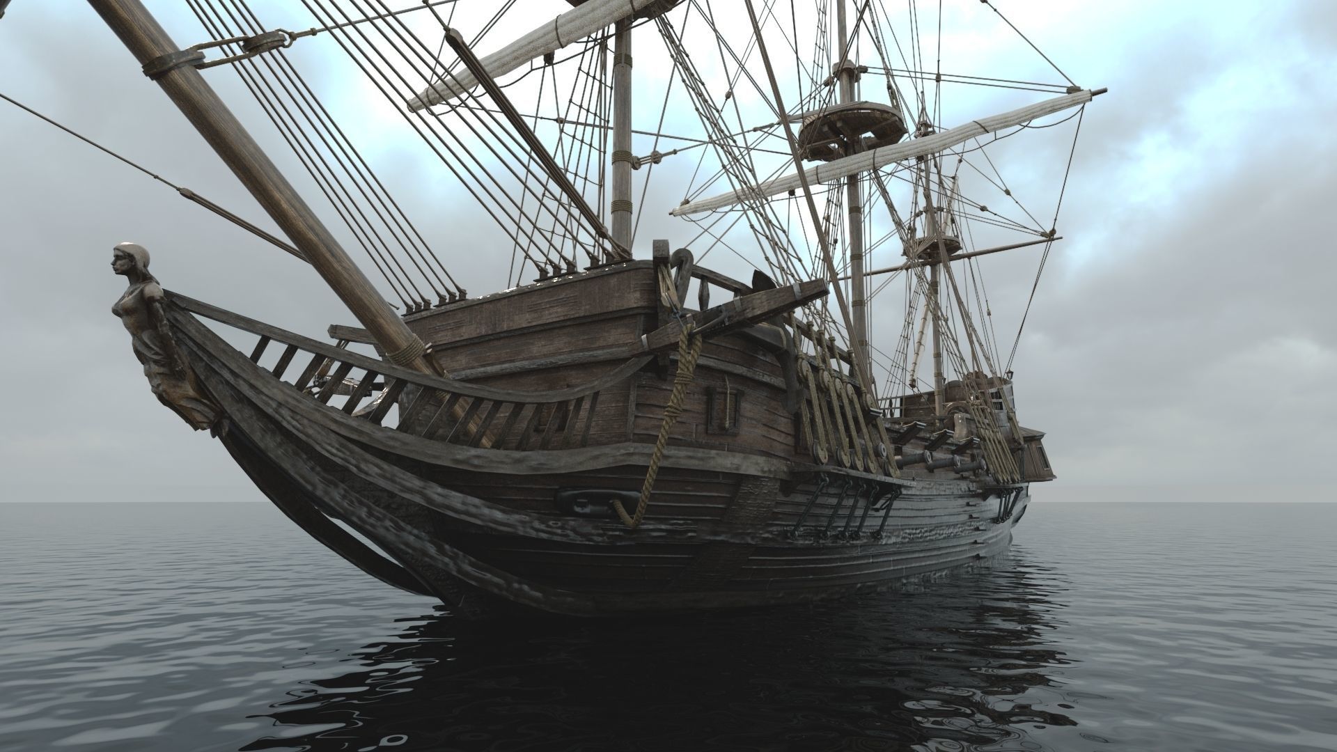 Frigate Peter and Pavel Low-poly 3D model_11