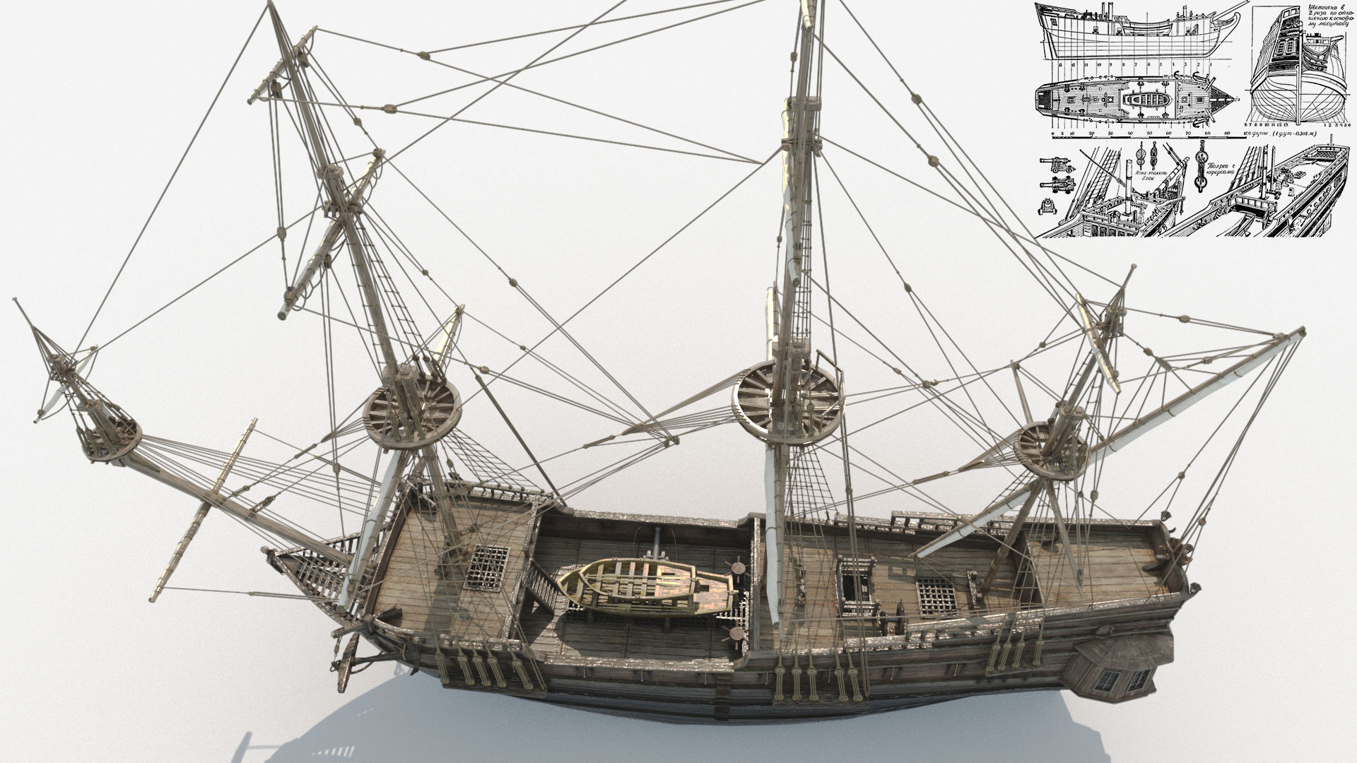 Frigate Peter and Pavel Low-poly 3D model_6