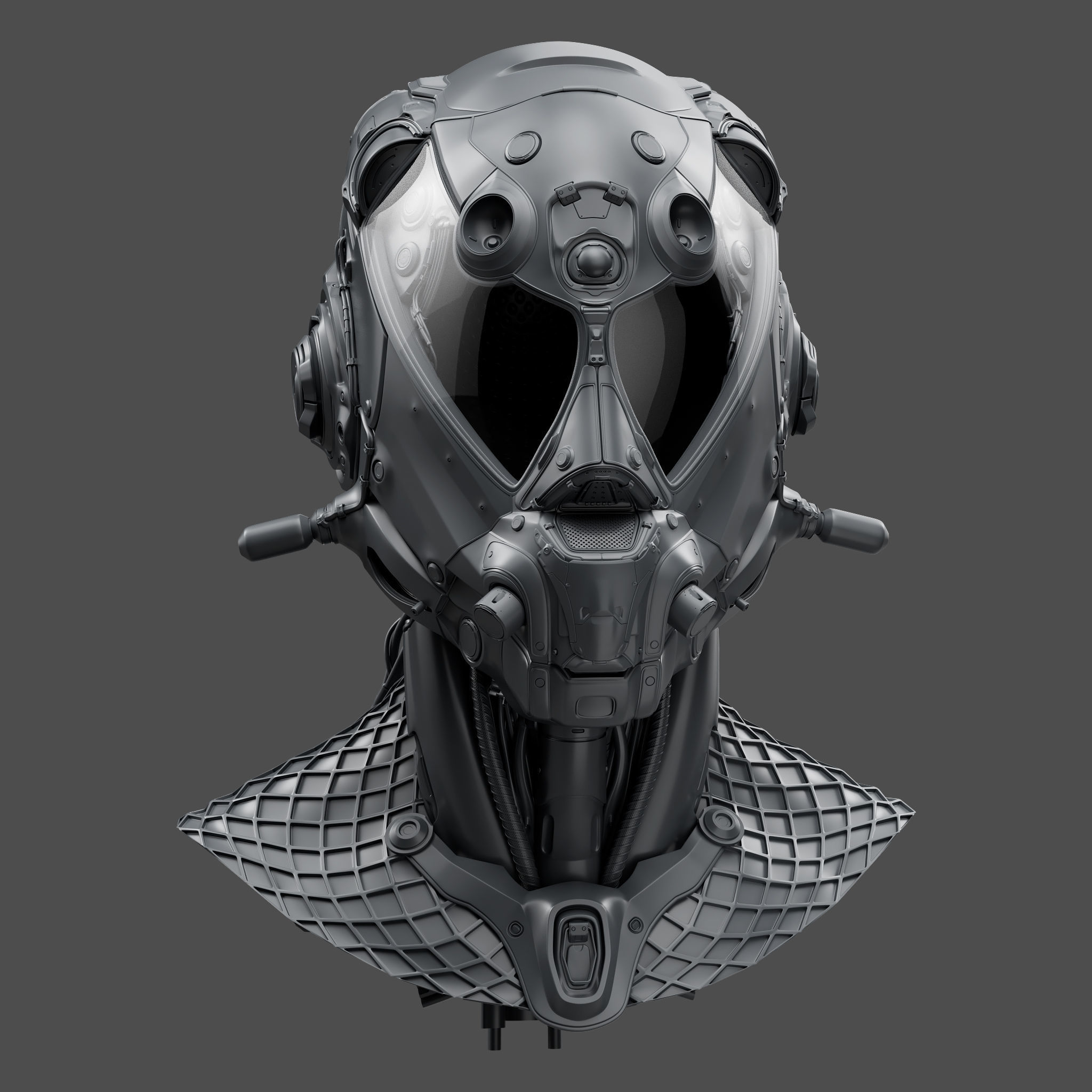 Realistic Cyberpunk Helmet 3D model_7