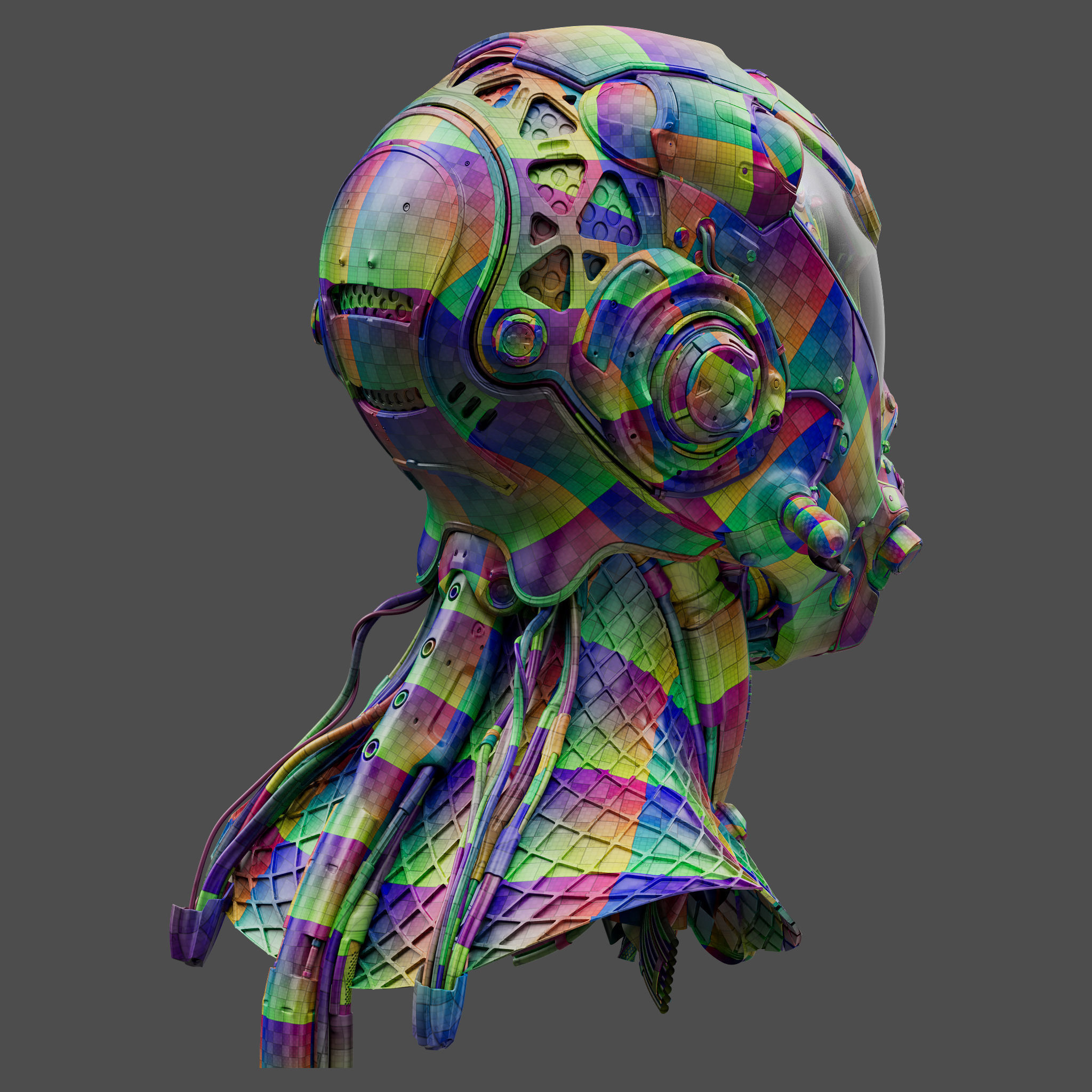 Realistic Cyberpunk Helmet 3D model_10