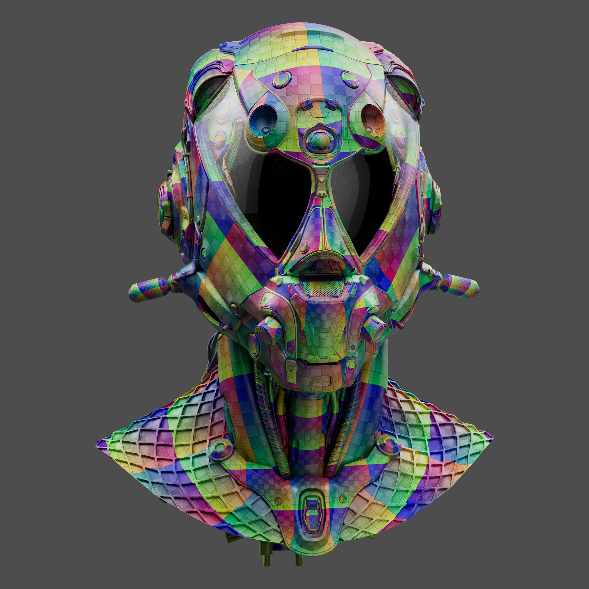 Realistic Cyberpunk Helmet 3D model_15