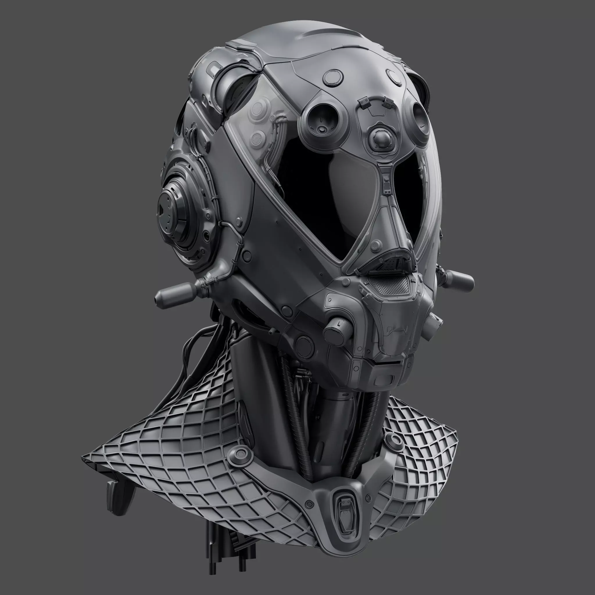 Realistic Cyberpunk Helmet 3D model_0