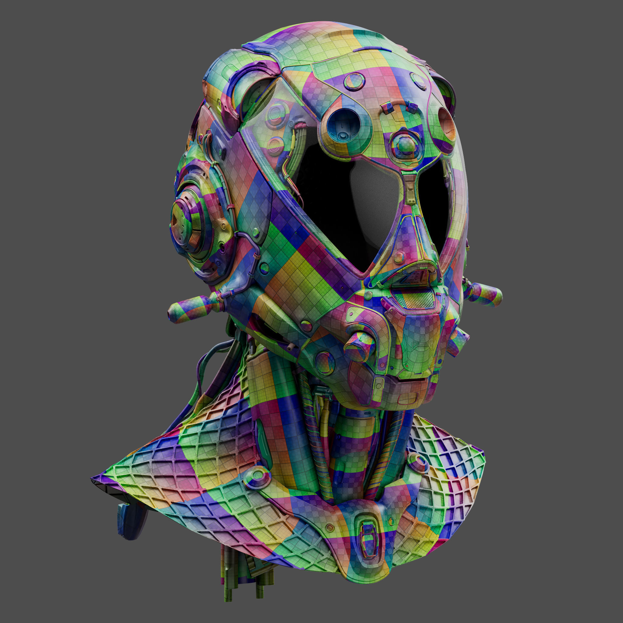 Realistic Cyberpunk Helmet 3D model_8