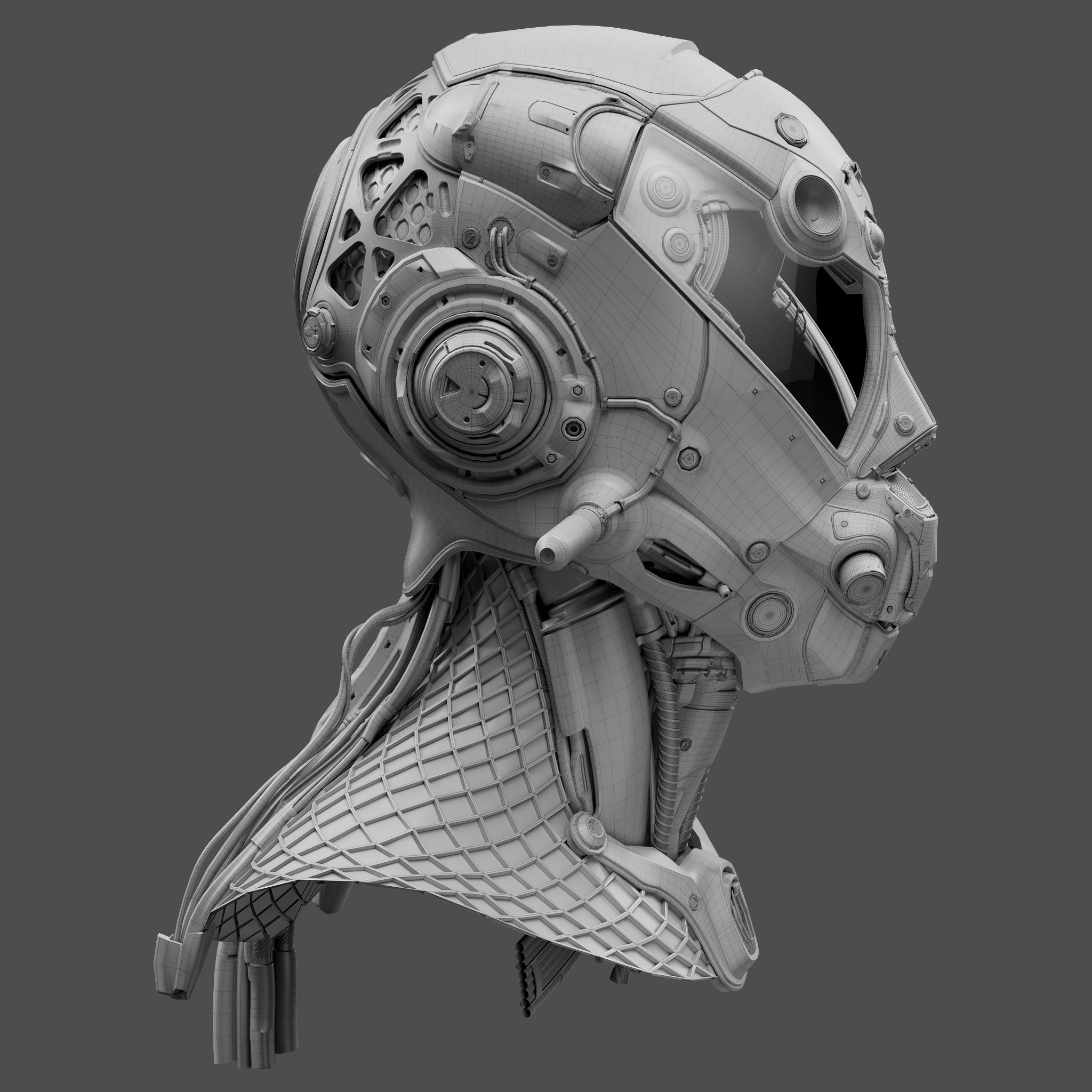 Realistic Cyberpunk Helmet 3D model_18