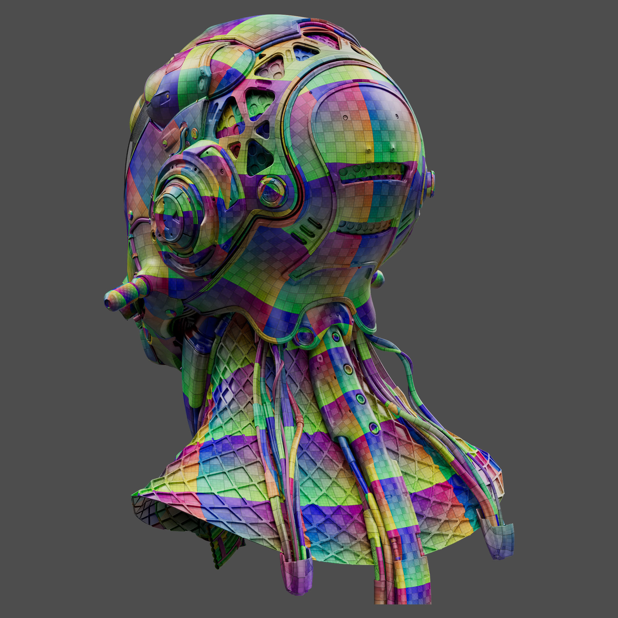 Realistic Cyberpunk Helmet 3D model_12