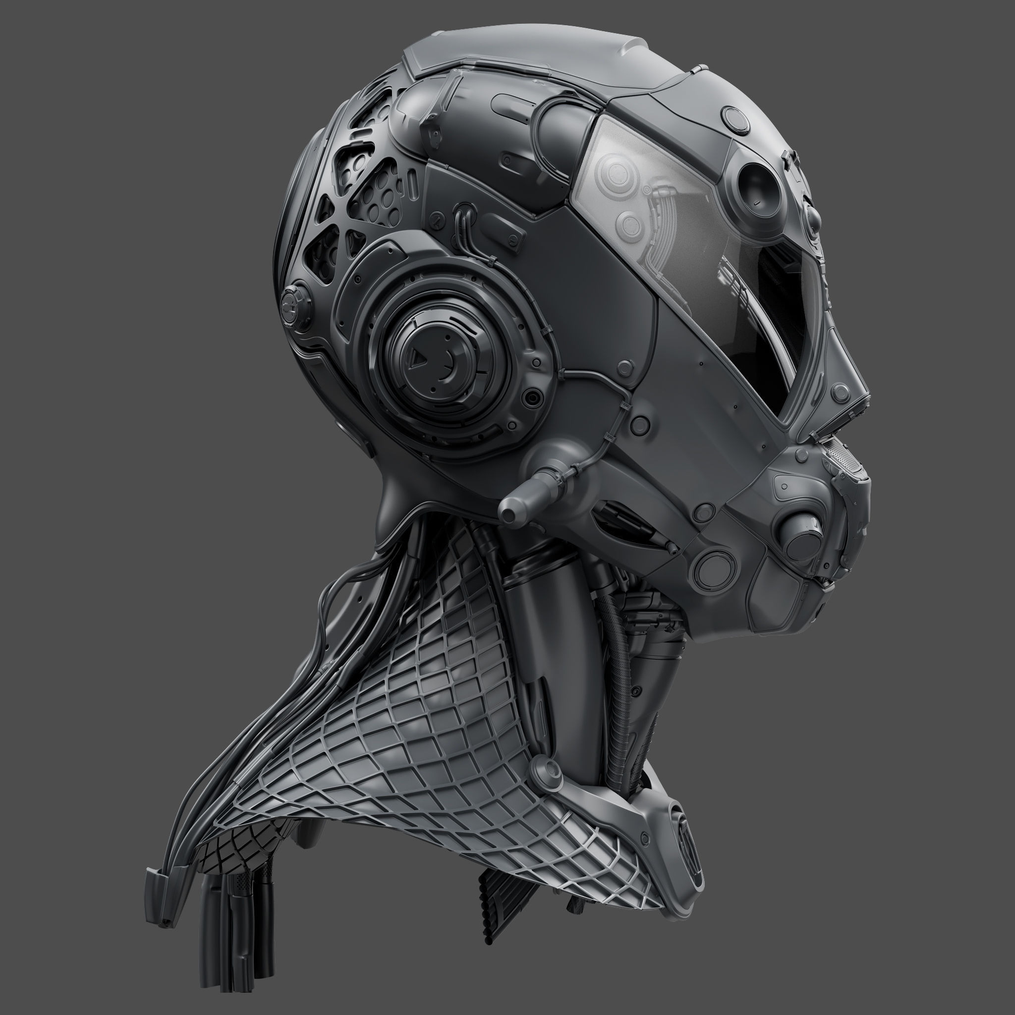 Realistic Cyberpunk Helmet 3D model_1