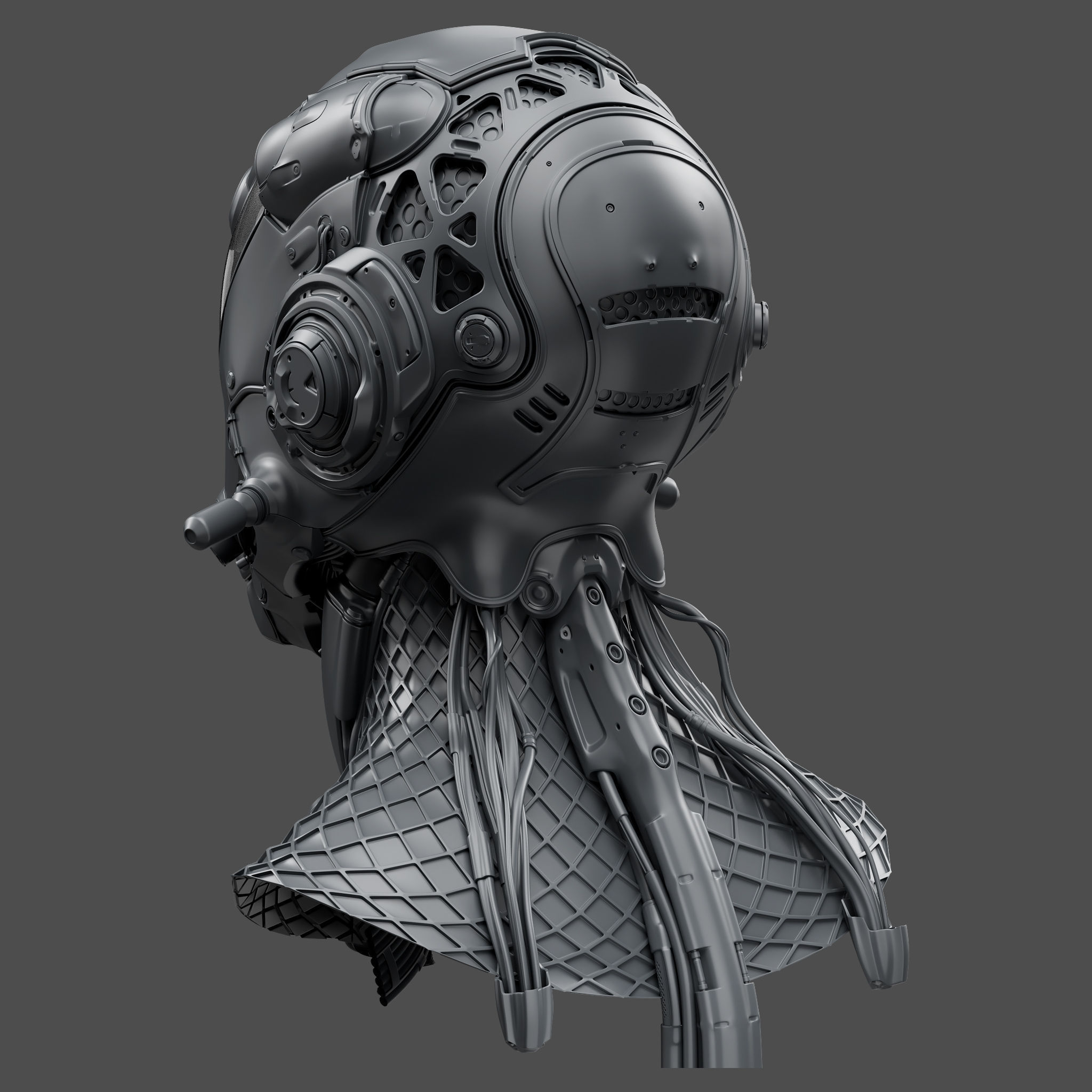 Realistic Cyberpunk Helmet 3D model_4