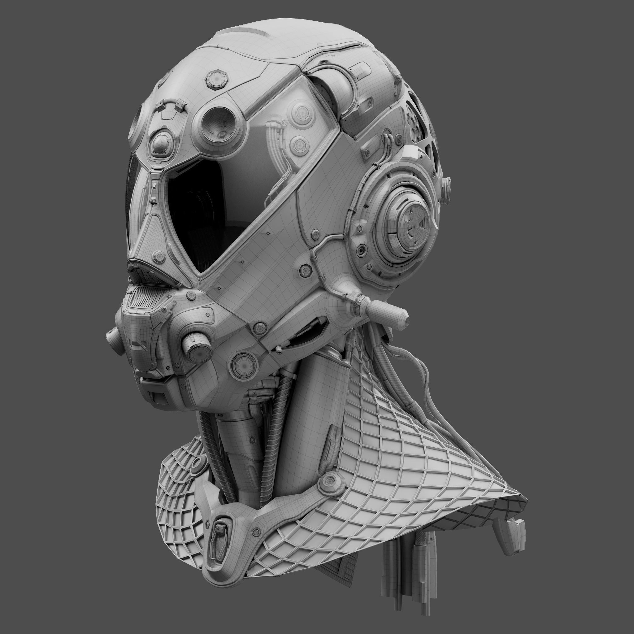Realistic Cyberpunk Helmet 3D model_23