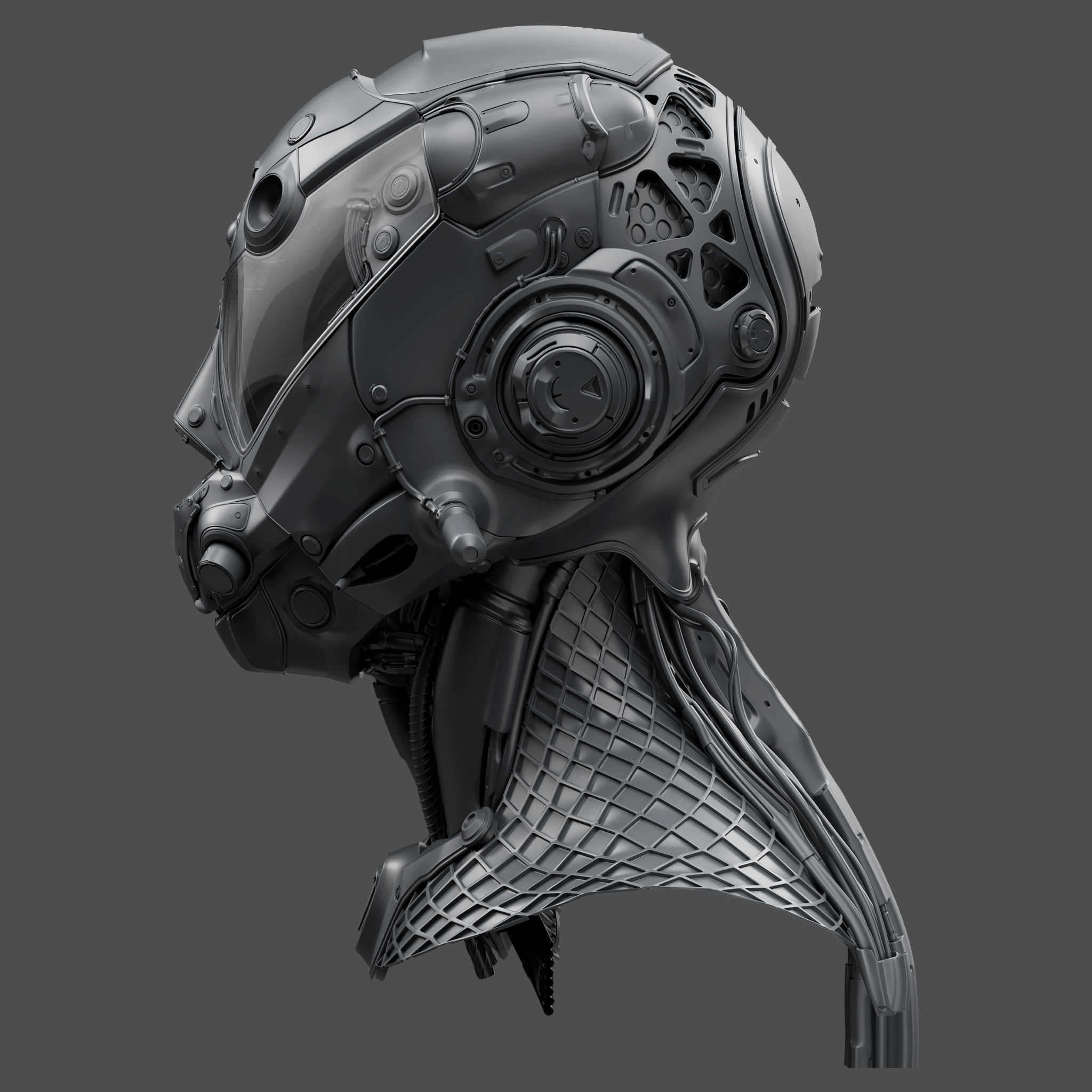 Realistic Cyberpunk Helmet 3D model_5