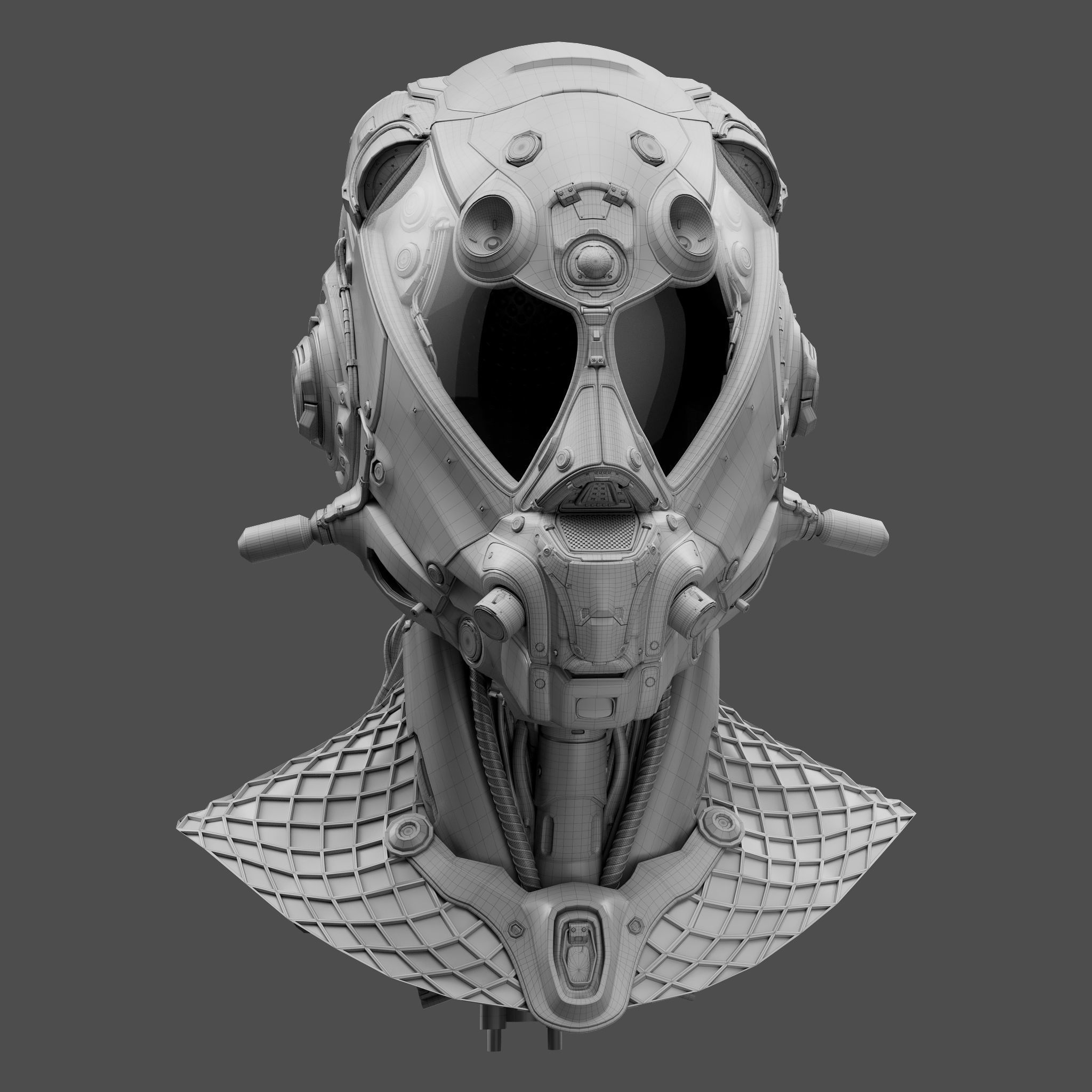 Realistic Cyberpunk Helmet 3D model_24