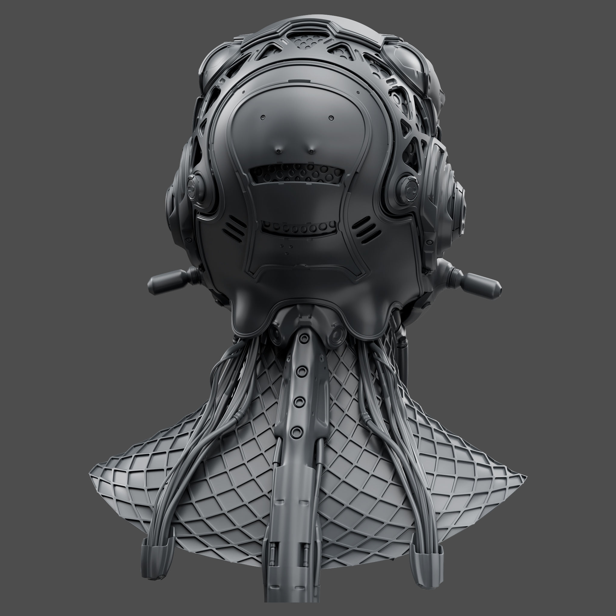 Realistic Cyberpunk Helmet 3D model_3