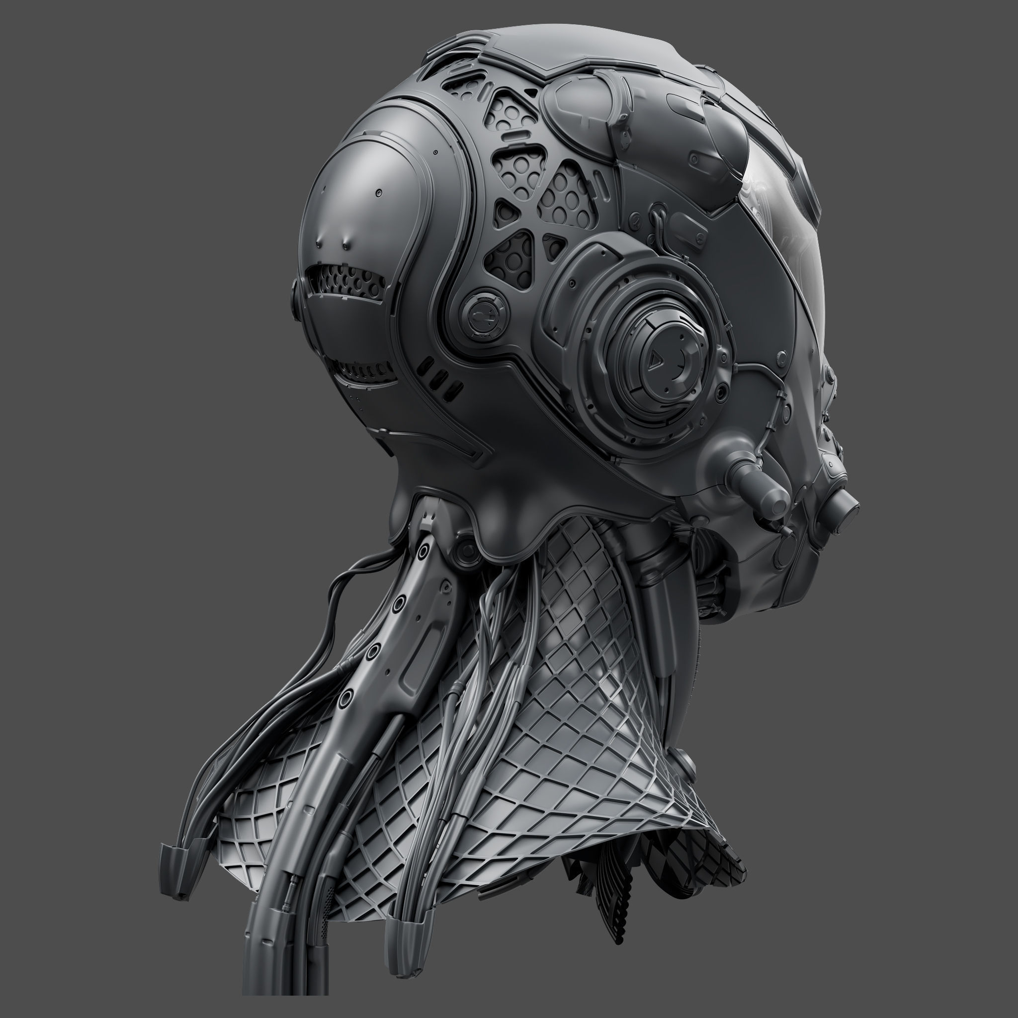 Realistic Cyberpunk Helmet 3D model_2