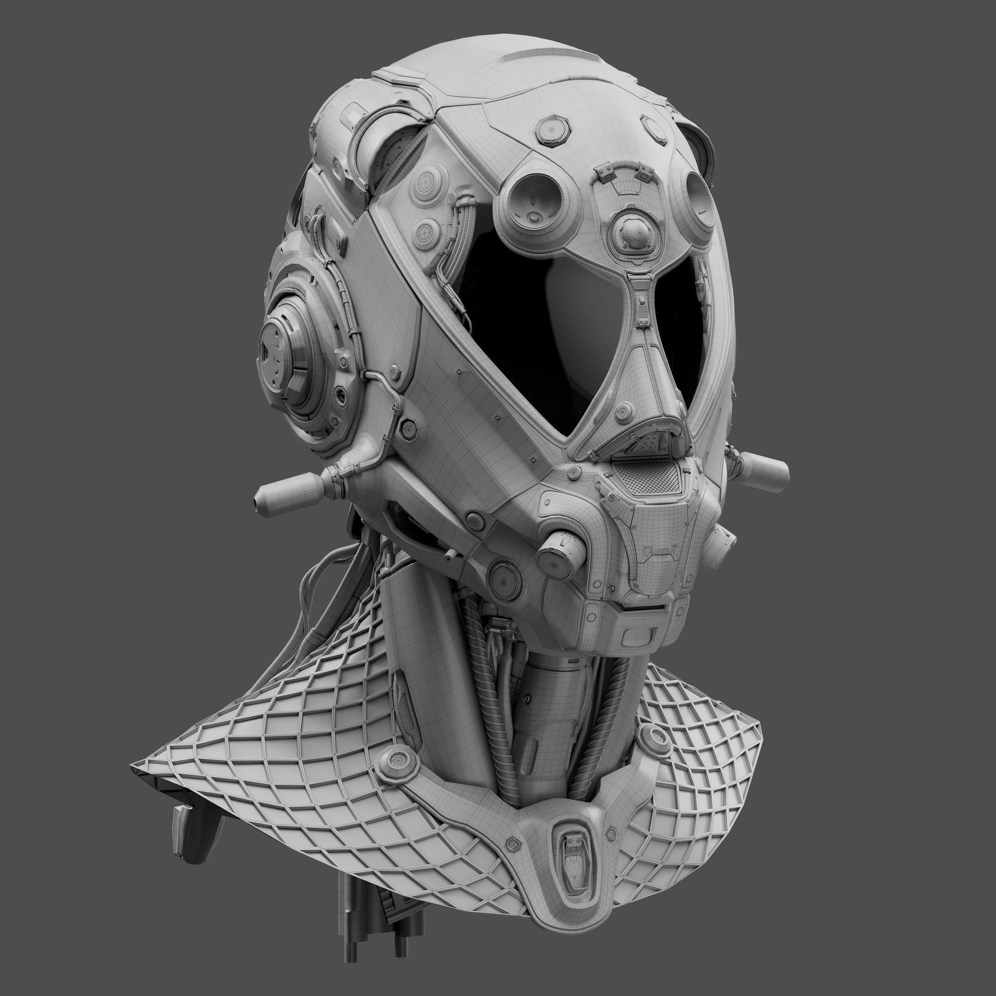 Realistic Cyberpunk Helmet 3D model_17