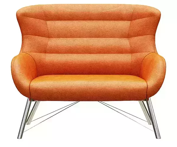 Double armchair leather and metal legs