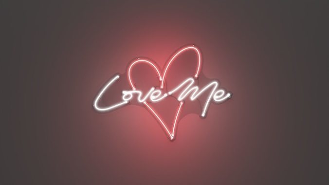 Love Me - Neon Sign 3D model