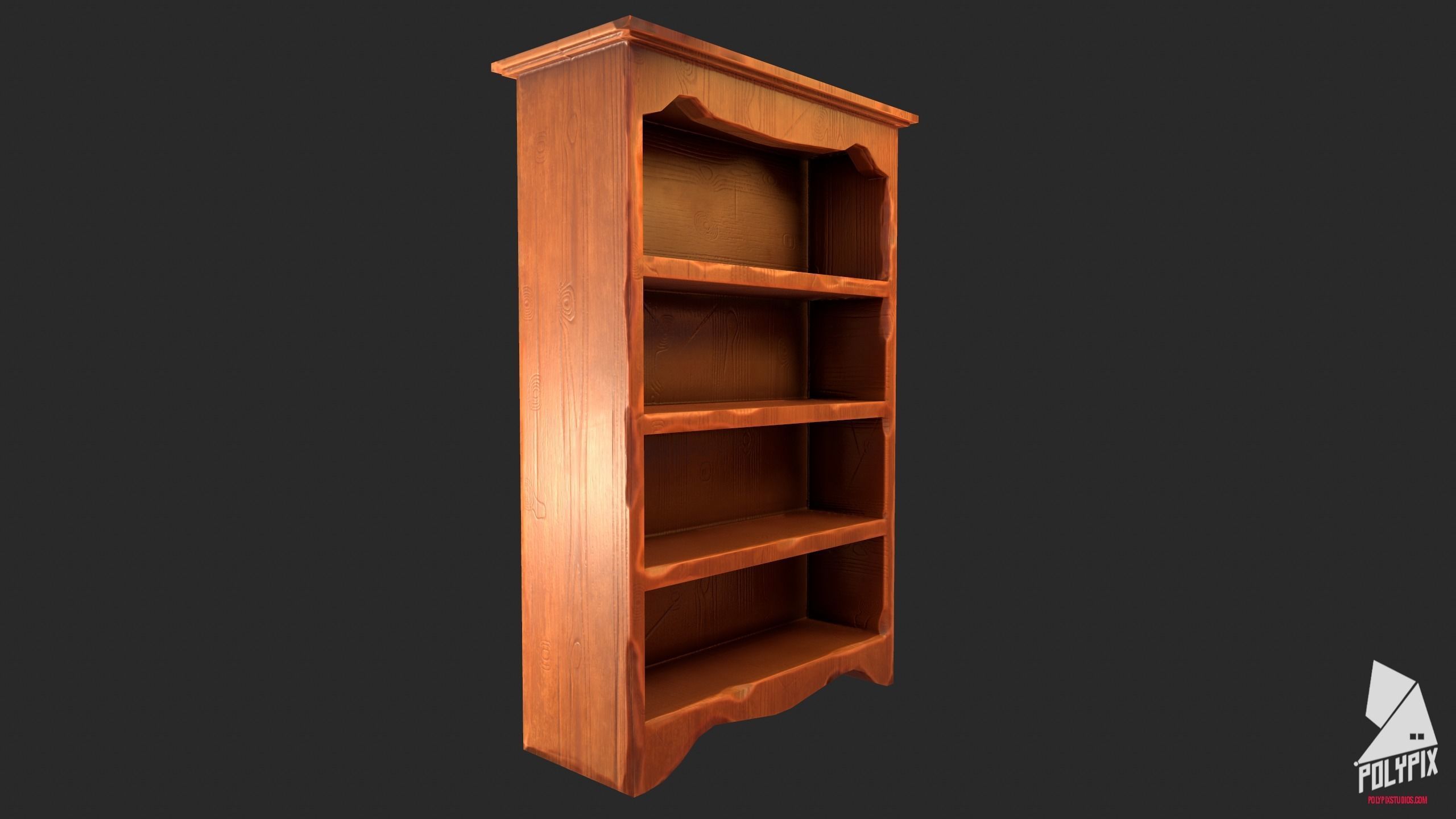 Book Shelf Low-poly 3D model_2