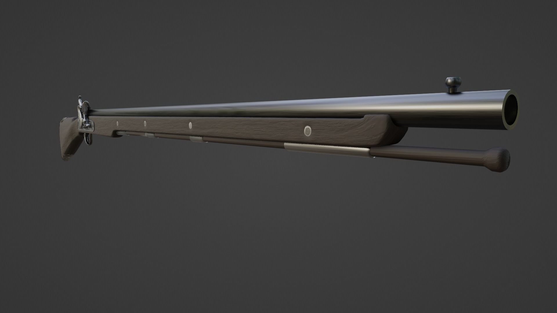 1720 Flintlock Long Rifle Low-poly 3D model_5