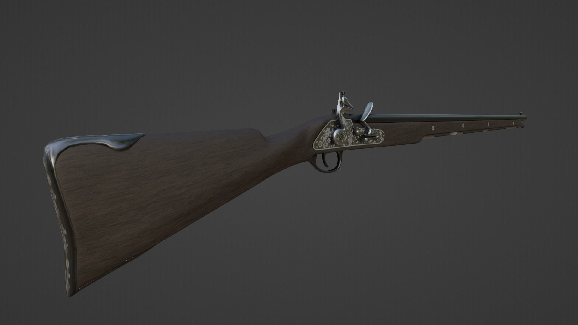 1720 Flintlock Long Rifle Low-poly 3D model_7