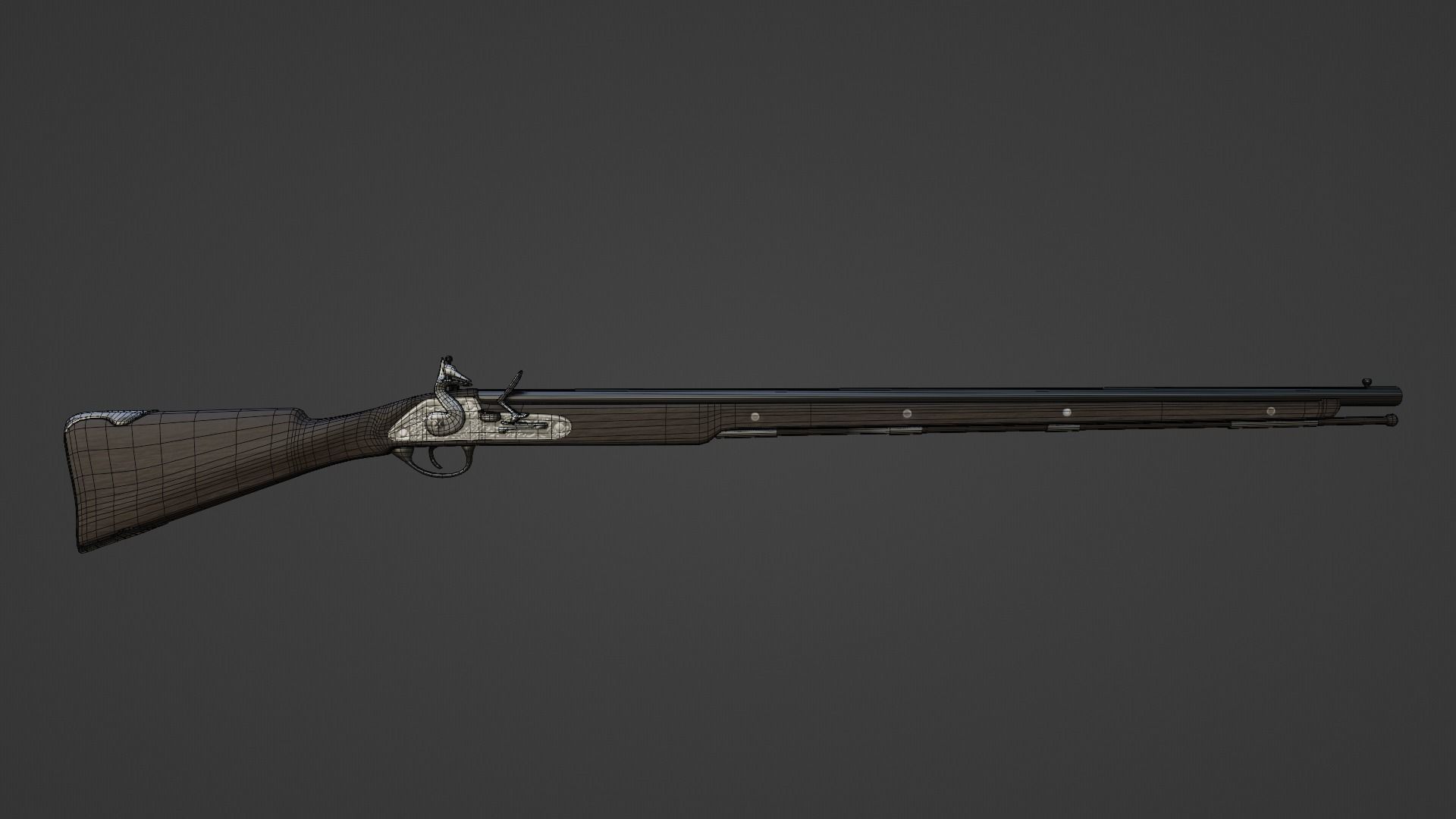 1720 Flintlock Long Rifle Low-poly 3D model_15