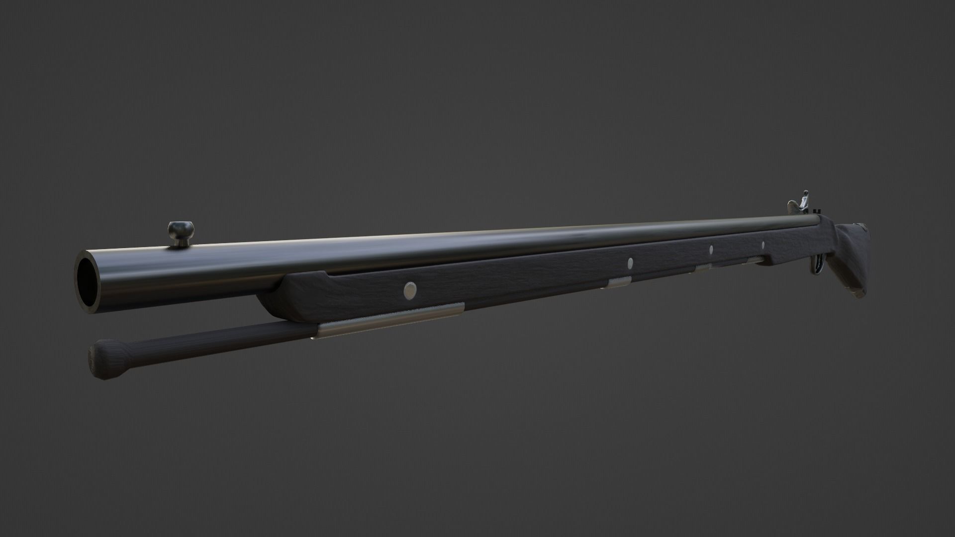 1720 Flintlock Long Rifle Low-poly 3D model_6