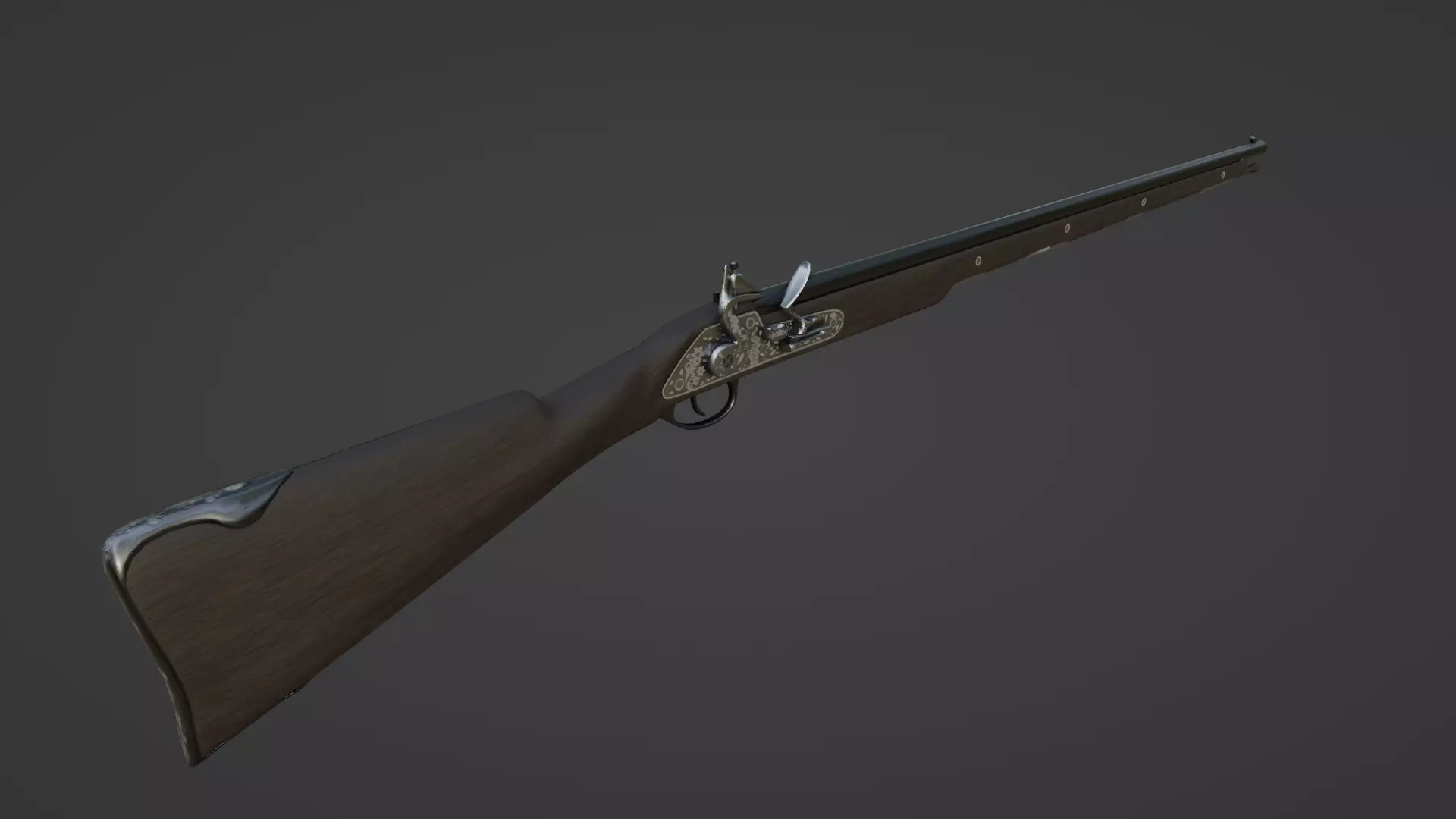 1720 Flintlock Long Rifle Low-poly 3D model_0