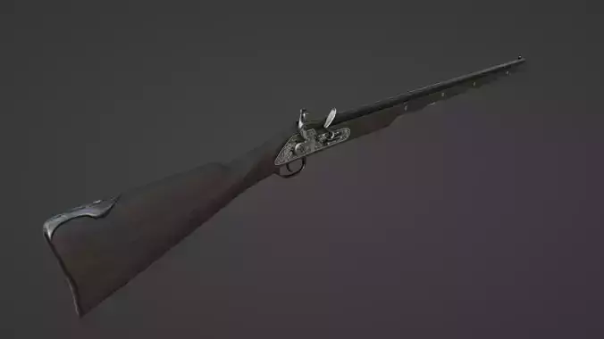 1720 Flintlock Long Rifle Low-poly 3D model