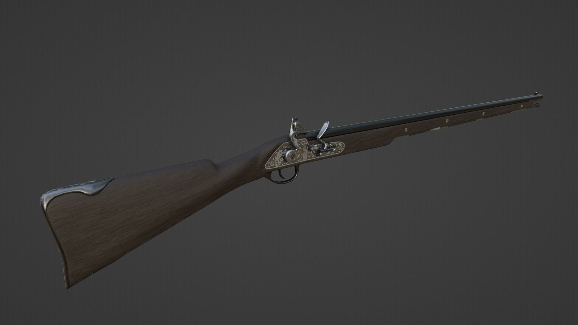 1720 Flintlock Long Rifle Low-poly 3D model_1