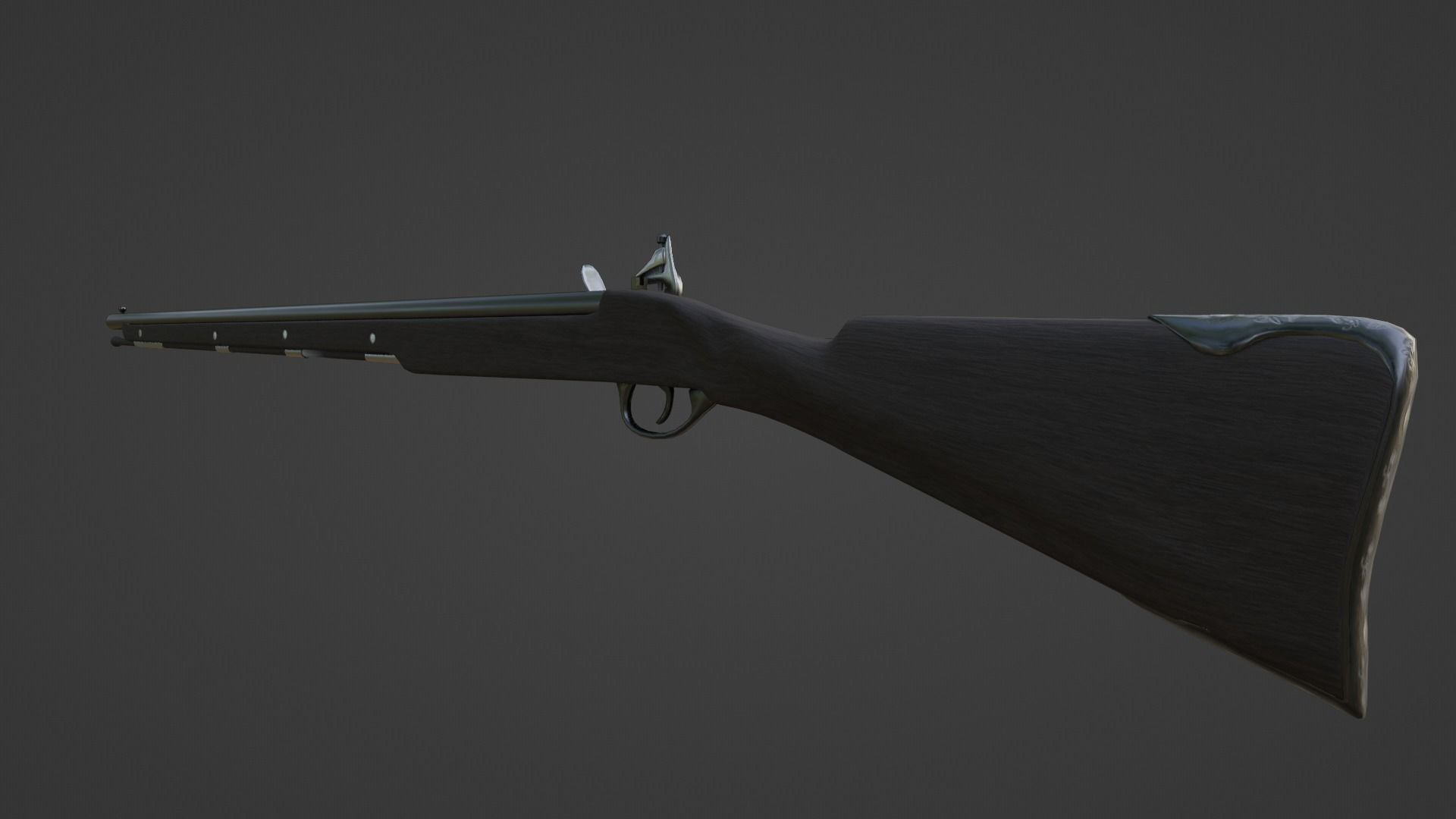 1720 Flintlock Long Rifle Low-poly 3D model_3