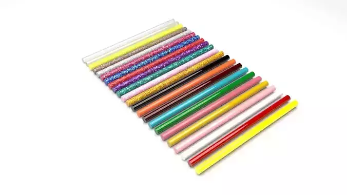 Hot Glue Sticks Set 3D model