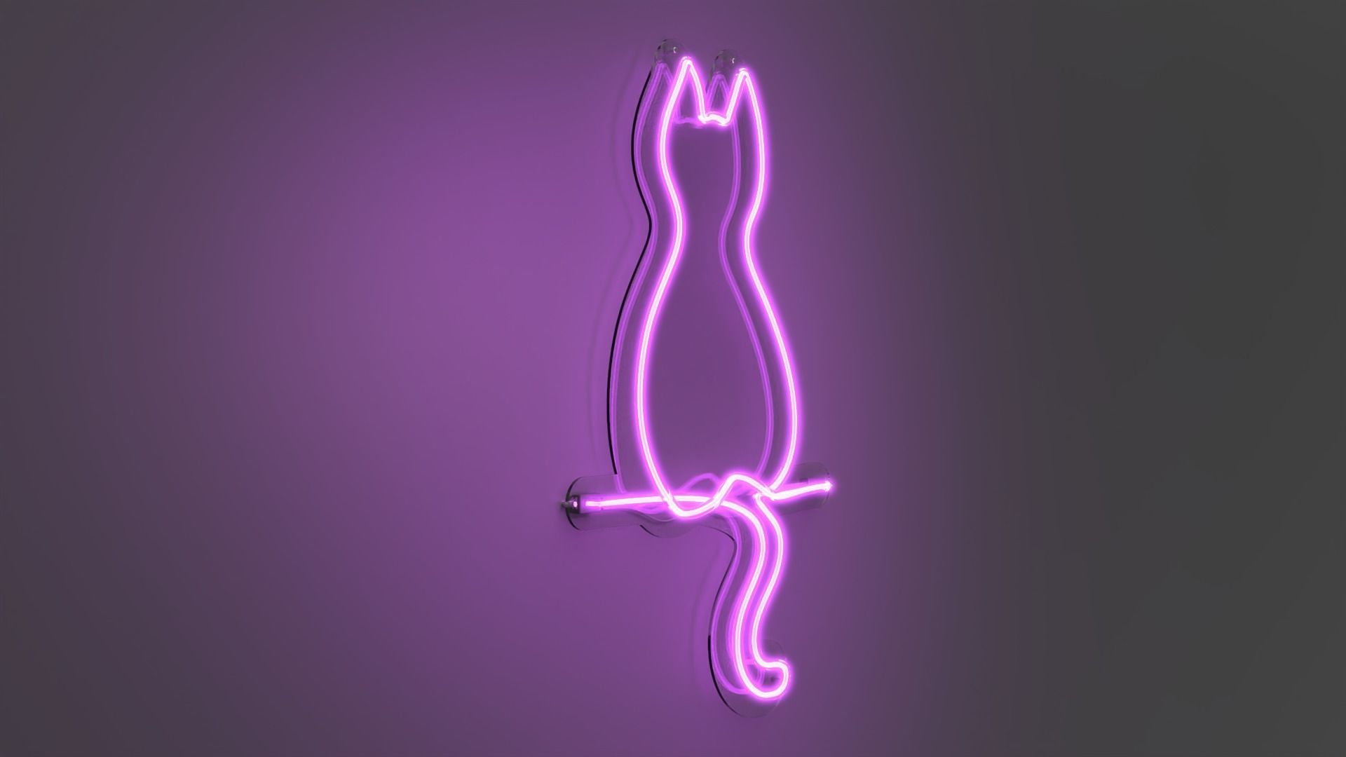 Front Cat - Neon Sign 3D model_4