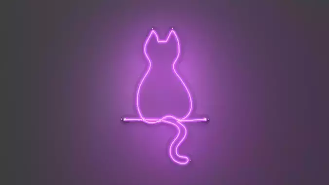 Front Cat - Neon Sign 3D model
