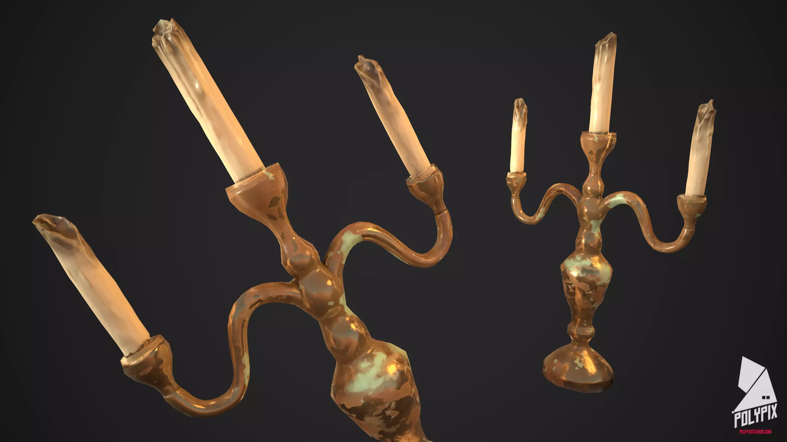 Candelabra Low-poly 3D model_0