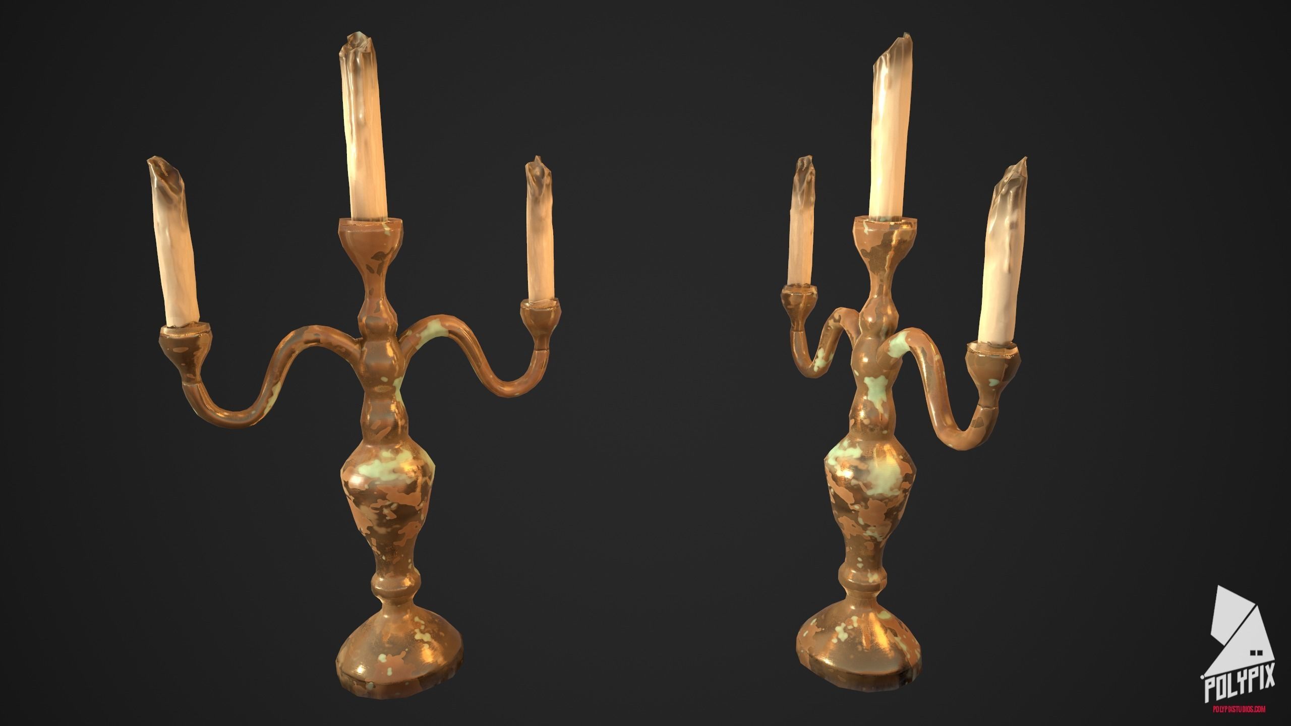 Candelabra Low-poly 3D model_2
