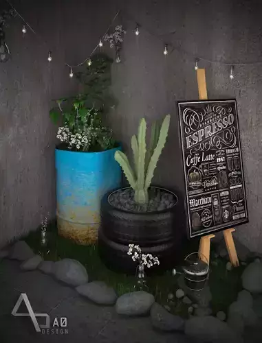 Decoration set for coffee shop 