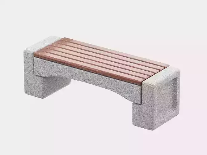Contemporary Concrete Wood Bench 3D model