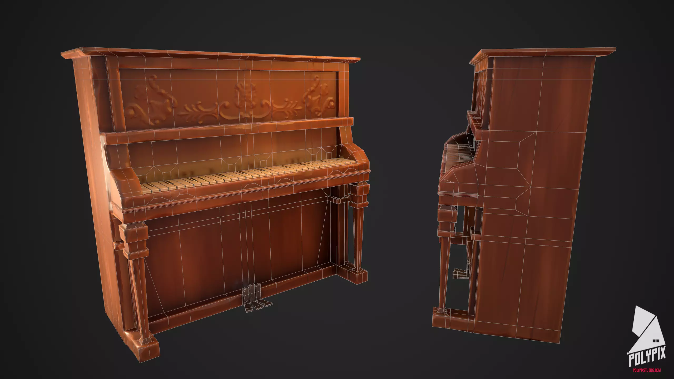 Classic Piano Low-poly 3D model_0